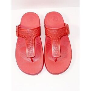 Fitflop Iqushion Buckle Thong Sandal Flip Flop Metallic Coral Beach Casual Sz 6